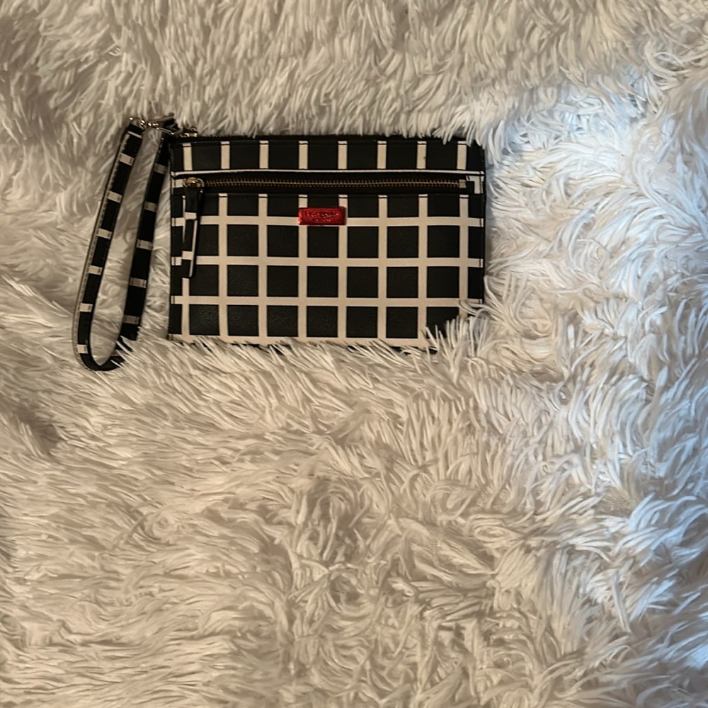 Kate Spade Black and White Checkered Wristlet